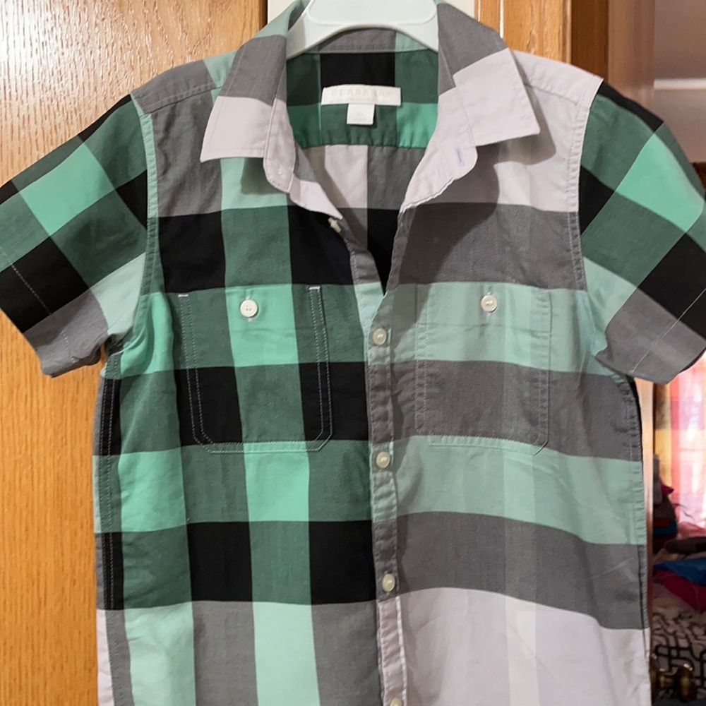 Burberry Kids Checkered Shirt - Green, Black, Gray